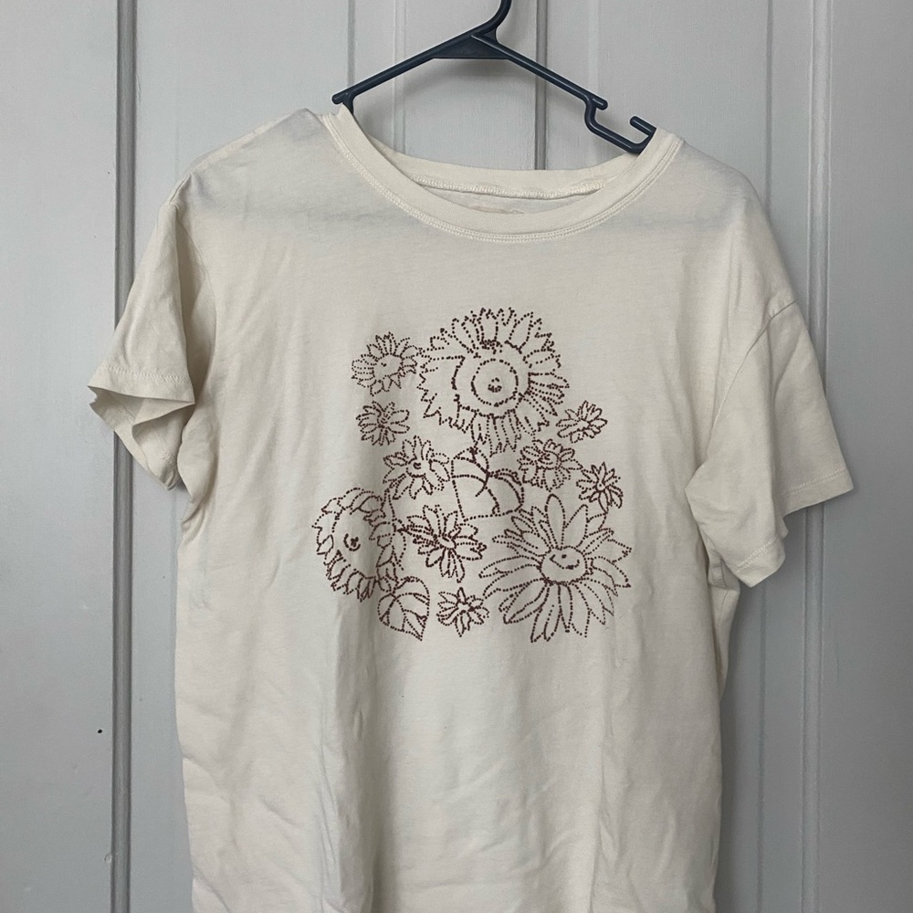 Madewell Cream Graphic T-Shirt with Floral Design